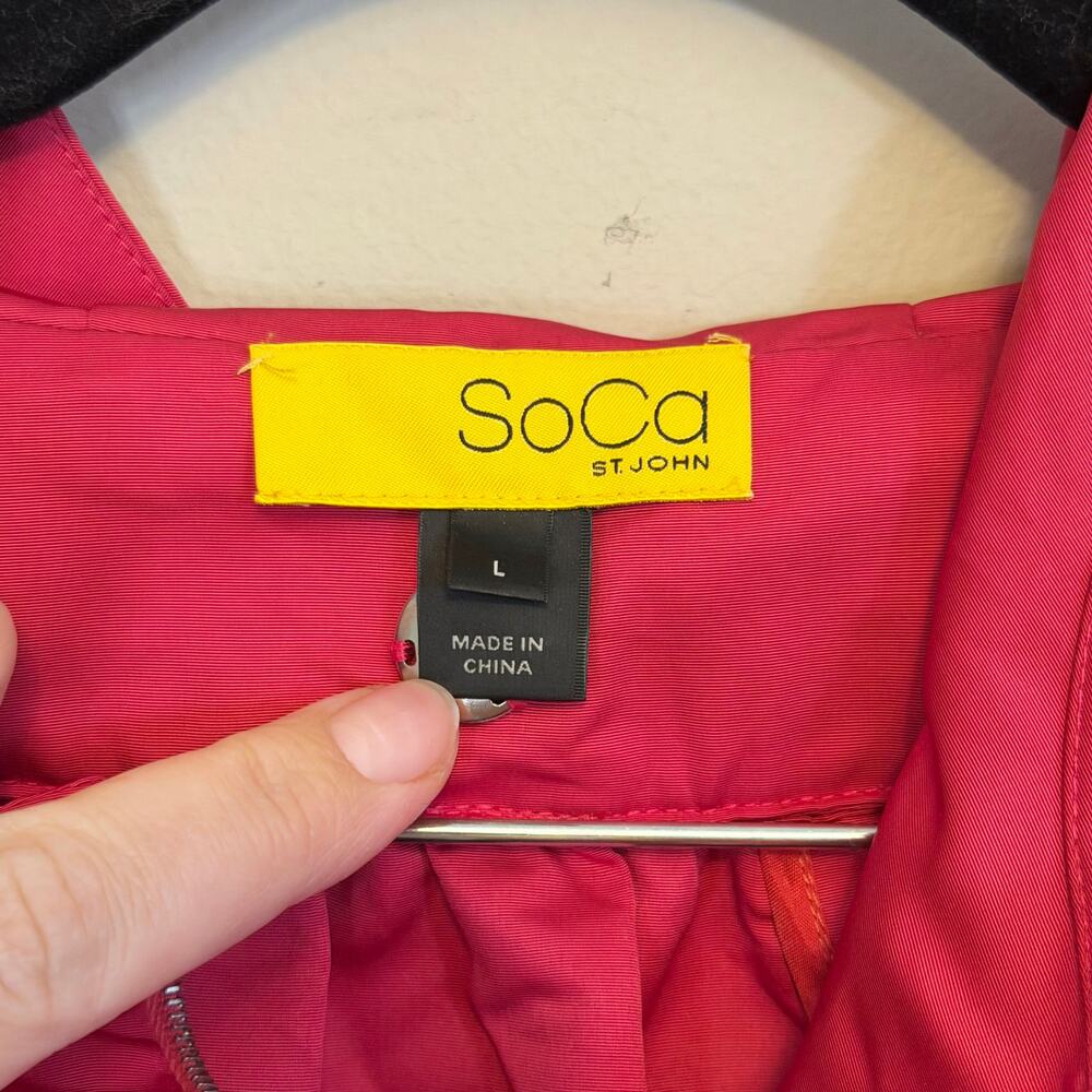 SoCa St John Windbreaker Jacket Large Pink Bomber Hooded Gorpcore Outdoor Hiking - Picture 6 of 7